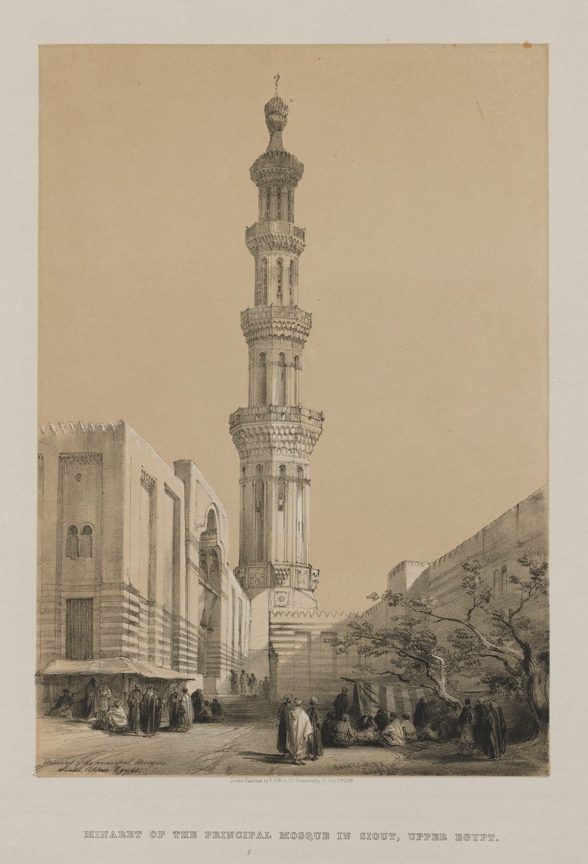 Egyiptom és Núbia, III. kötet: Minaret of the Principal Mosque Siout, Felső-Egyiptom alkotó: Louis Haghe