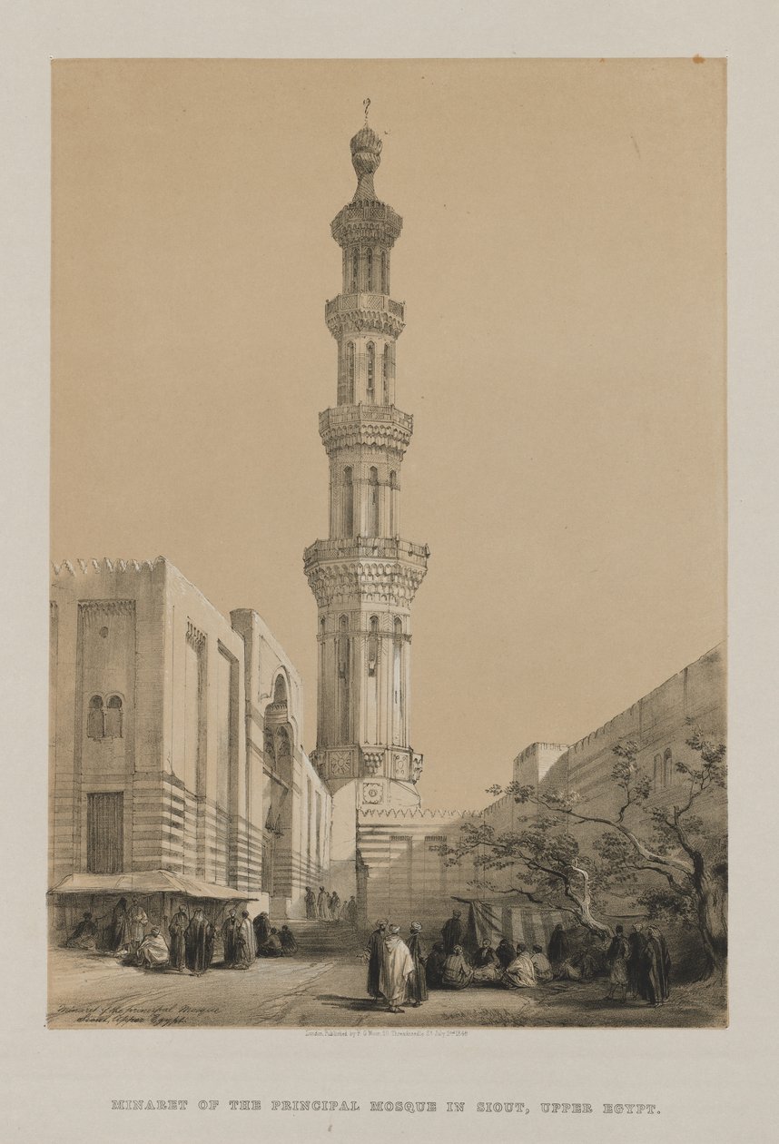 Egyiptom és Núbia, III. kötet: A Siout főmecset minaretje, Felső-Egyiptom, 1849. alkotó: Louis Haghe