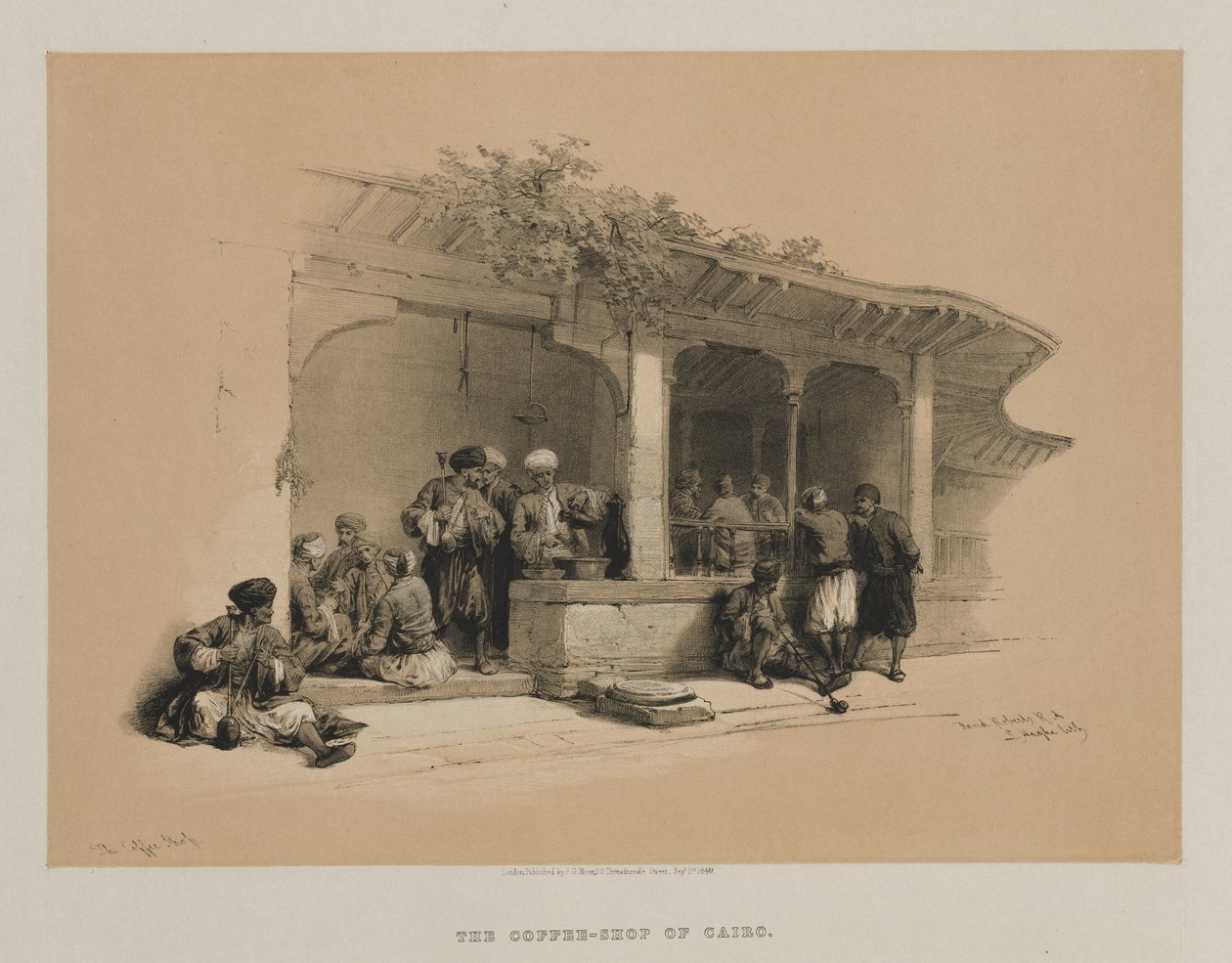Egyiptom és Núbia, III. kötet: The Coffee Shop, 1849. alkotó: Louis Haghe
