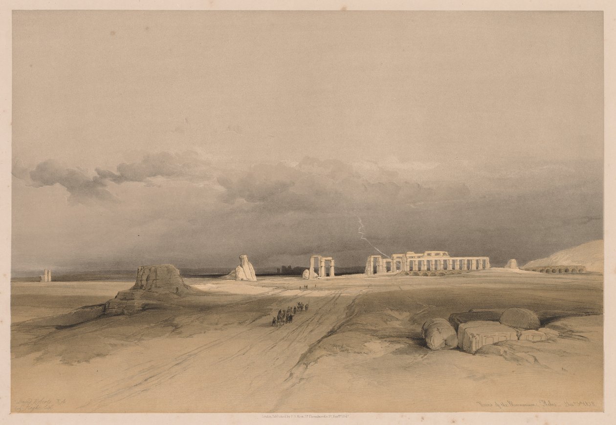Egyiptom és Núbia: II. kötet – 8. szám, A memnónium romjai, Théba, 1838. alkotó: Louis Haghe