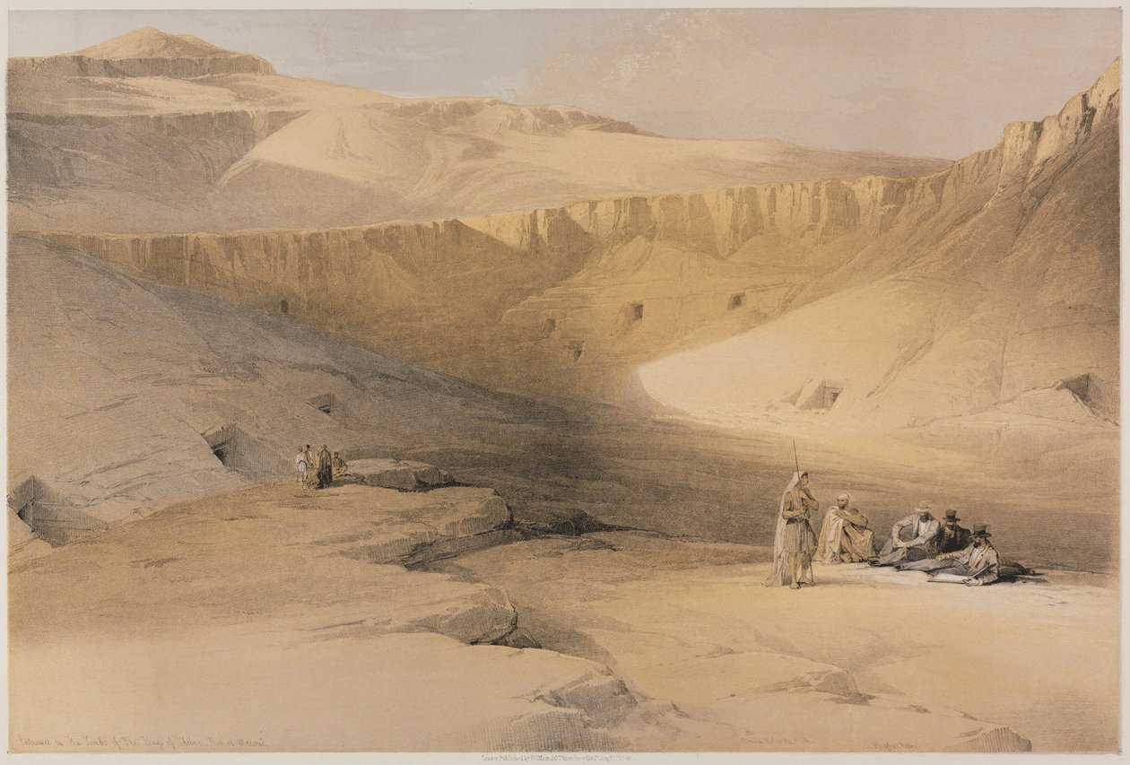 Egyiptom és Núbia, II. kötet: Bejárat a thébai királyok sírjához, Bab-El-Malouk, 1848. alkotó: Louis Haghe