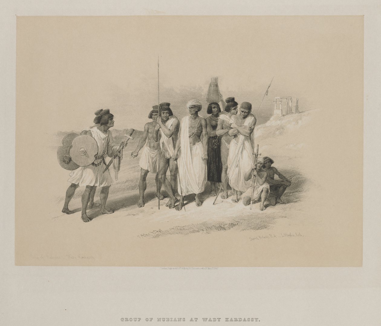 Egyiptom és Núbia, II. kötet: Núbiaiak csoportja – Wady Kardasey, 1847. alkotó: Louis Haghe