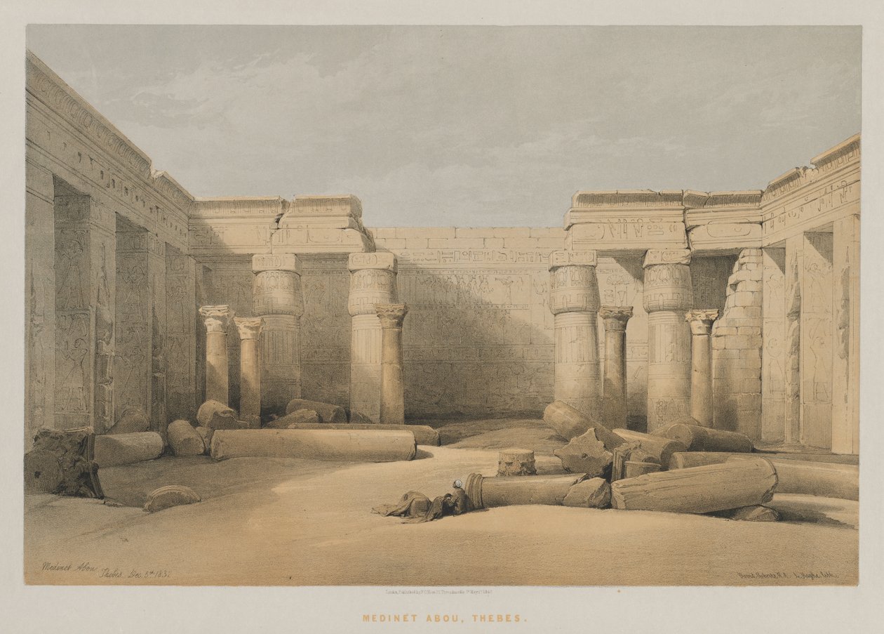 Egyiptom és Núbia, II. kötet: Medinet Abou, Théba, 1847. alkotó: Louis Haghe