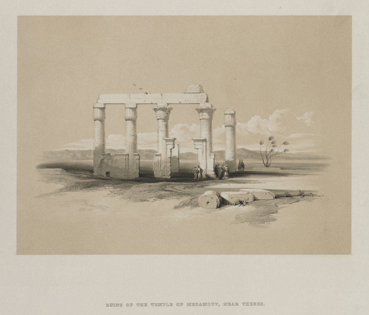 Egyiptom és Núbia, II. kötet: Madamoud templomának romjai, Thébában, 1847. alkotó: Louis Haghe