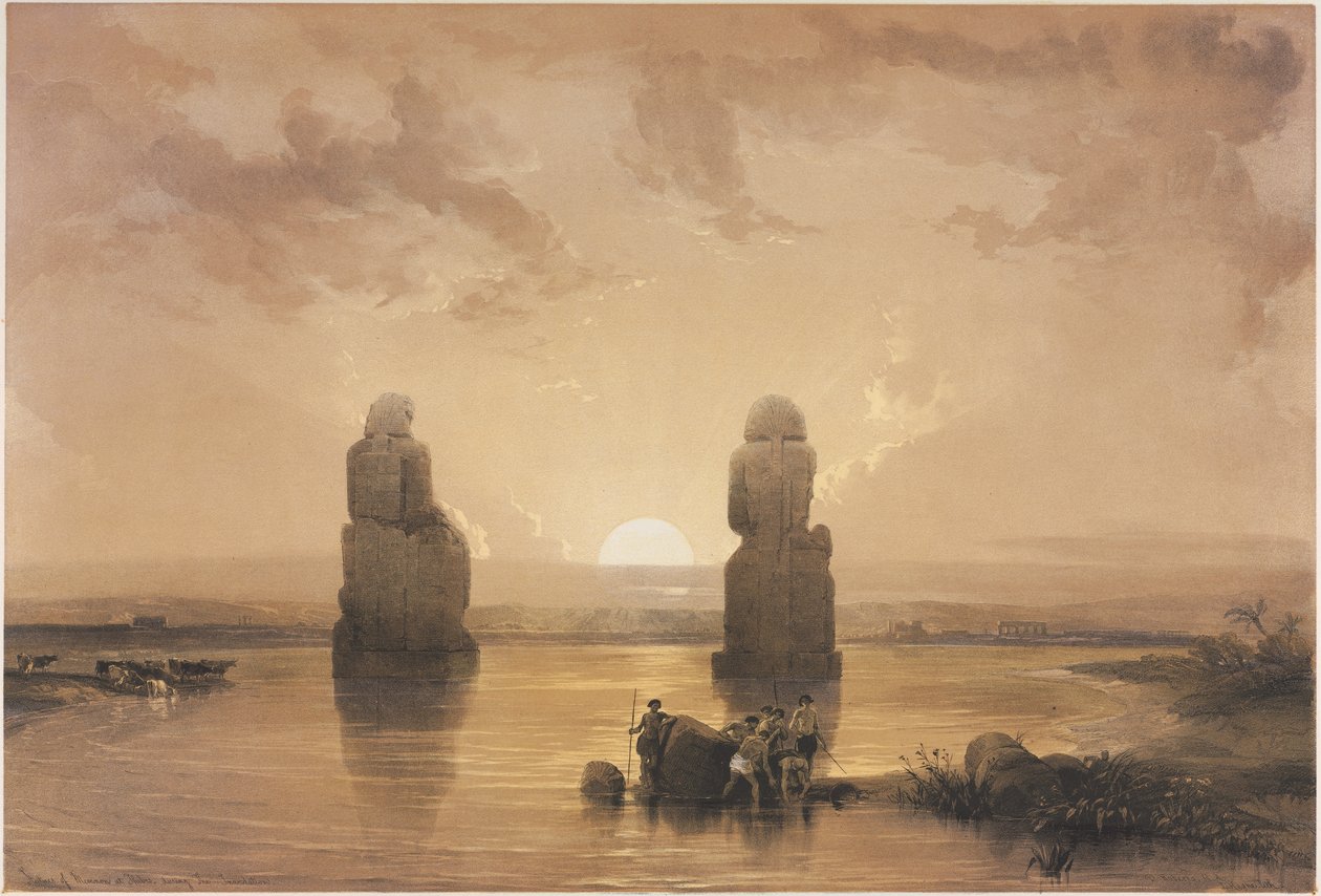 Egyiptom és Núbia, II. kötet: Memnon szobrai Thébában, az árvíz idején alkotó: Louis Haghe