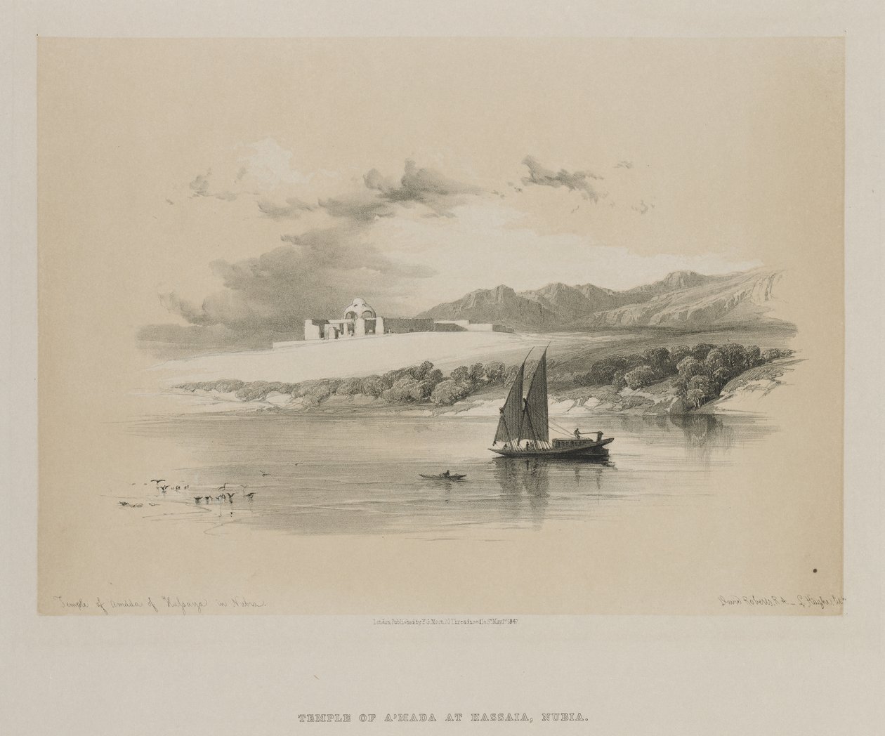 Egyiptom és Núbia, II. kötet: Amdda temploma, Hassaya Núbiában, 1847. alkotó: Louis Haghe