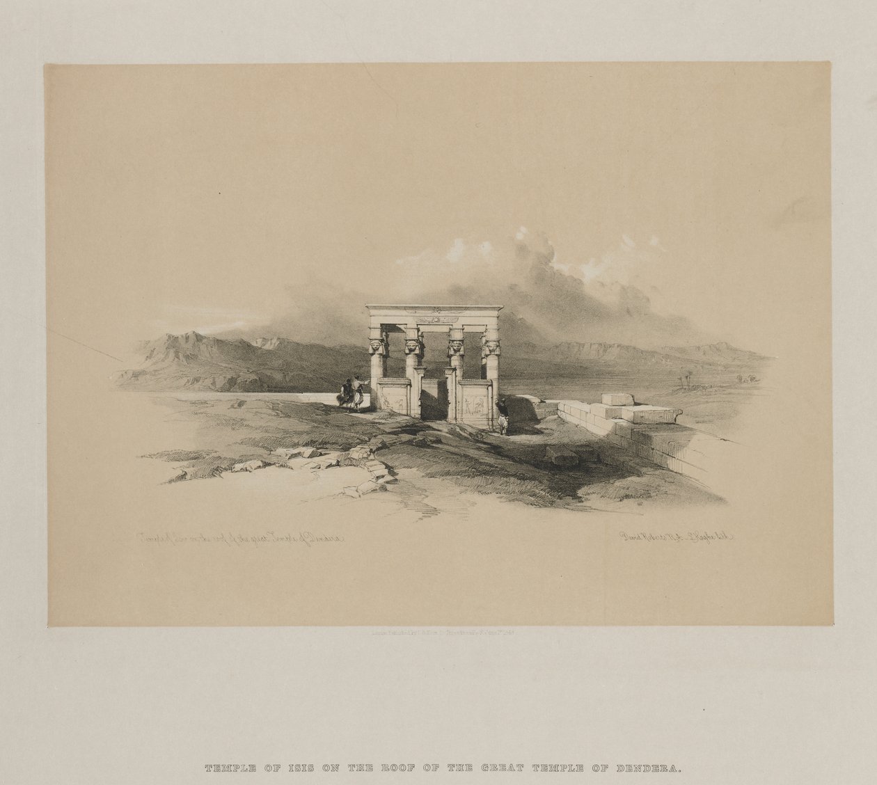Egyiptom és Núbia, II. kötet: Ízisz temploma a Denderai Nagy Templom tetején, 1848. alkotó: Louis Haghe