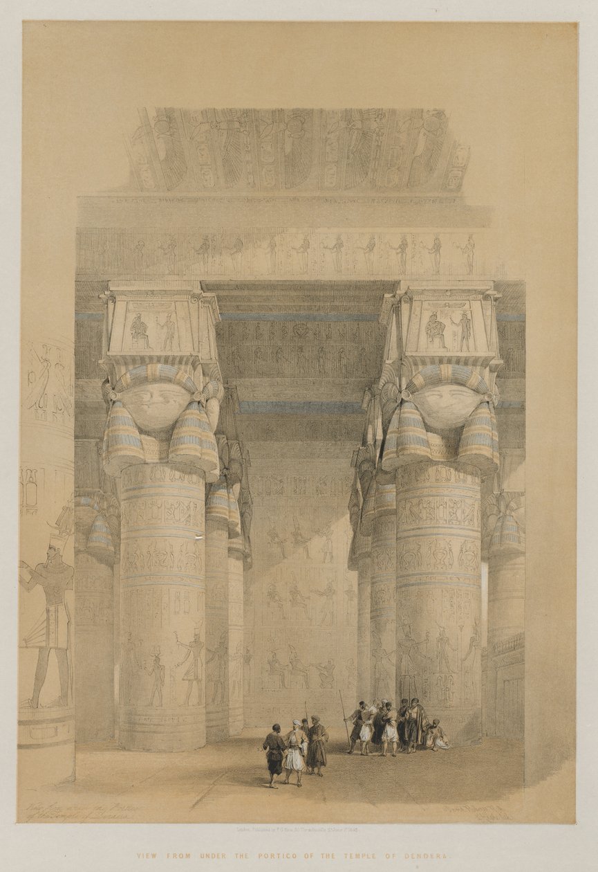 Egyiptom és Núbia, II. kötet: Kilátás a Dendera-templom portikája alól alkotó: Louis Haghe