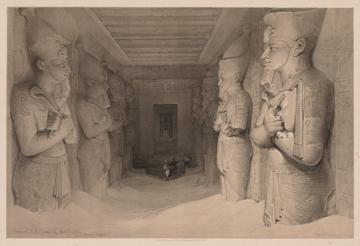 Egyiptom és Núbia: I. kötet – 14. szám, Aboo Simbel templom belseje, 1836. alkotó: Louis Haghe