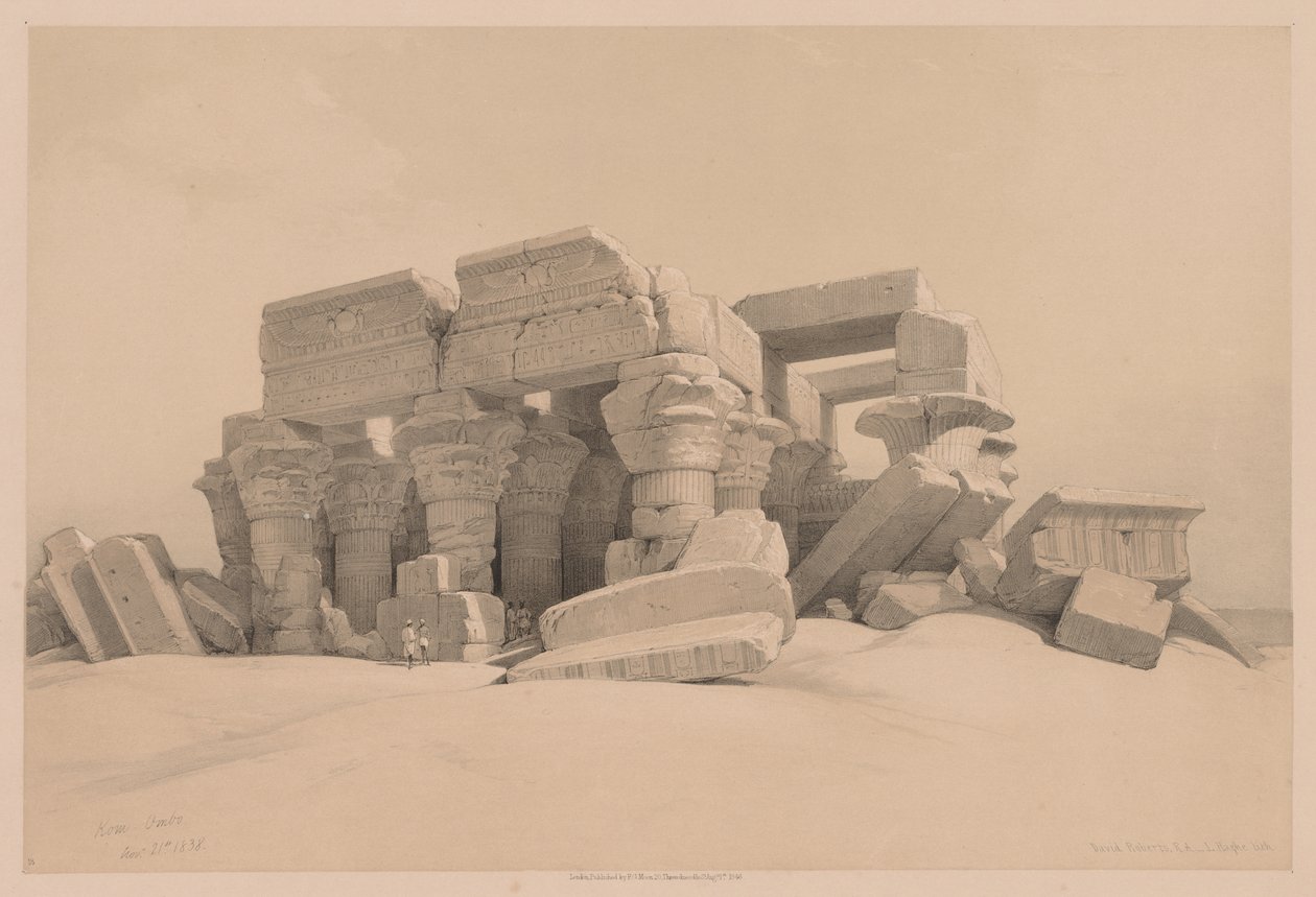 Egyiptom és Núbia: I. kötet – 1. szám, 2. szám, a Kom Ombo-templom portikuszának maradványai alkotó: Louis Haghe