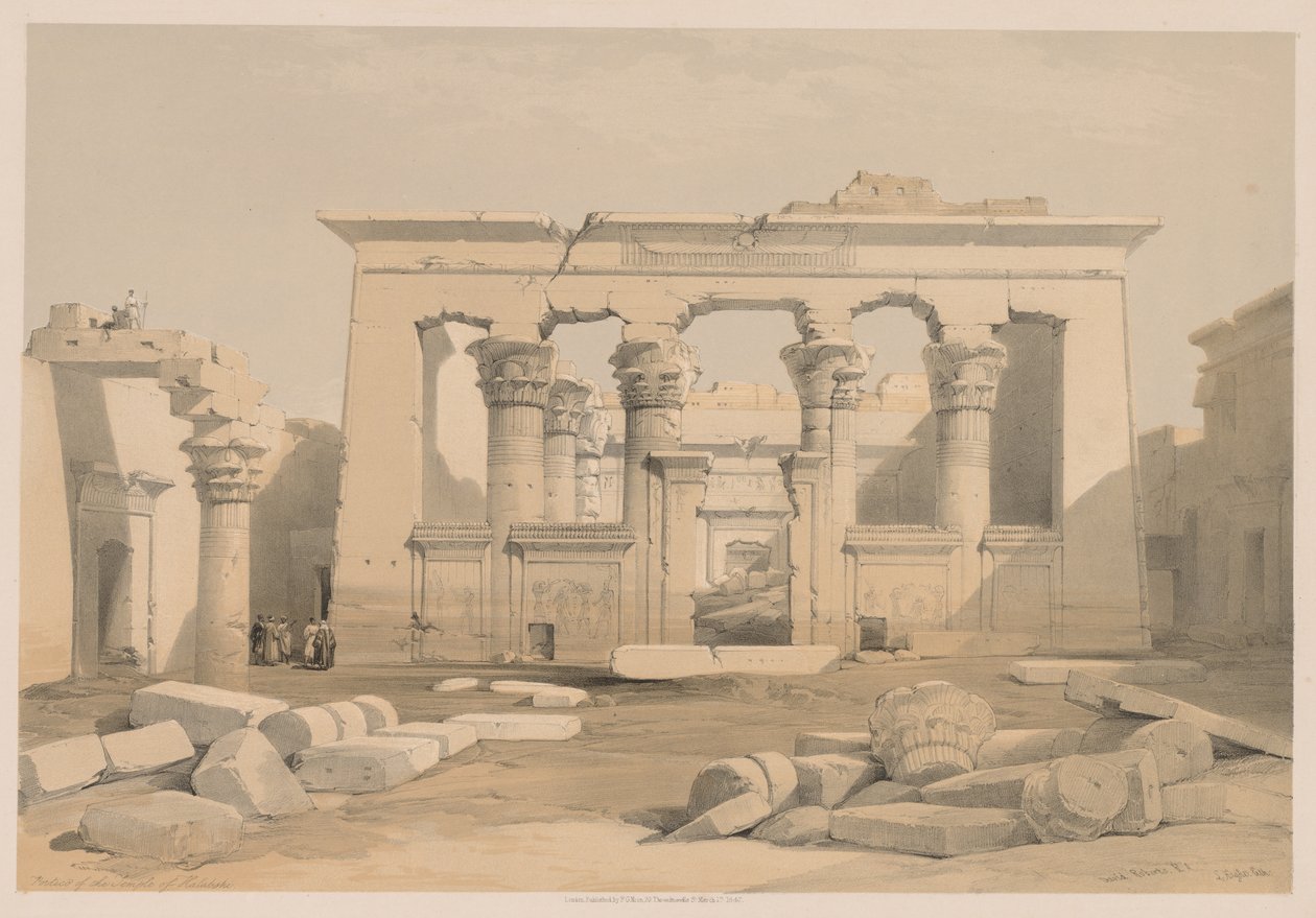 Egyiptom és Núbia: I. kötet – 28. szám, Kalabsi templomának portikusa, 1838. alkotó: Louis Haghe