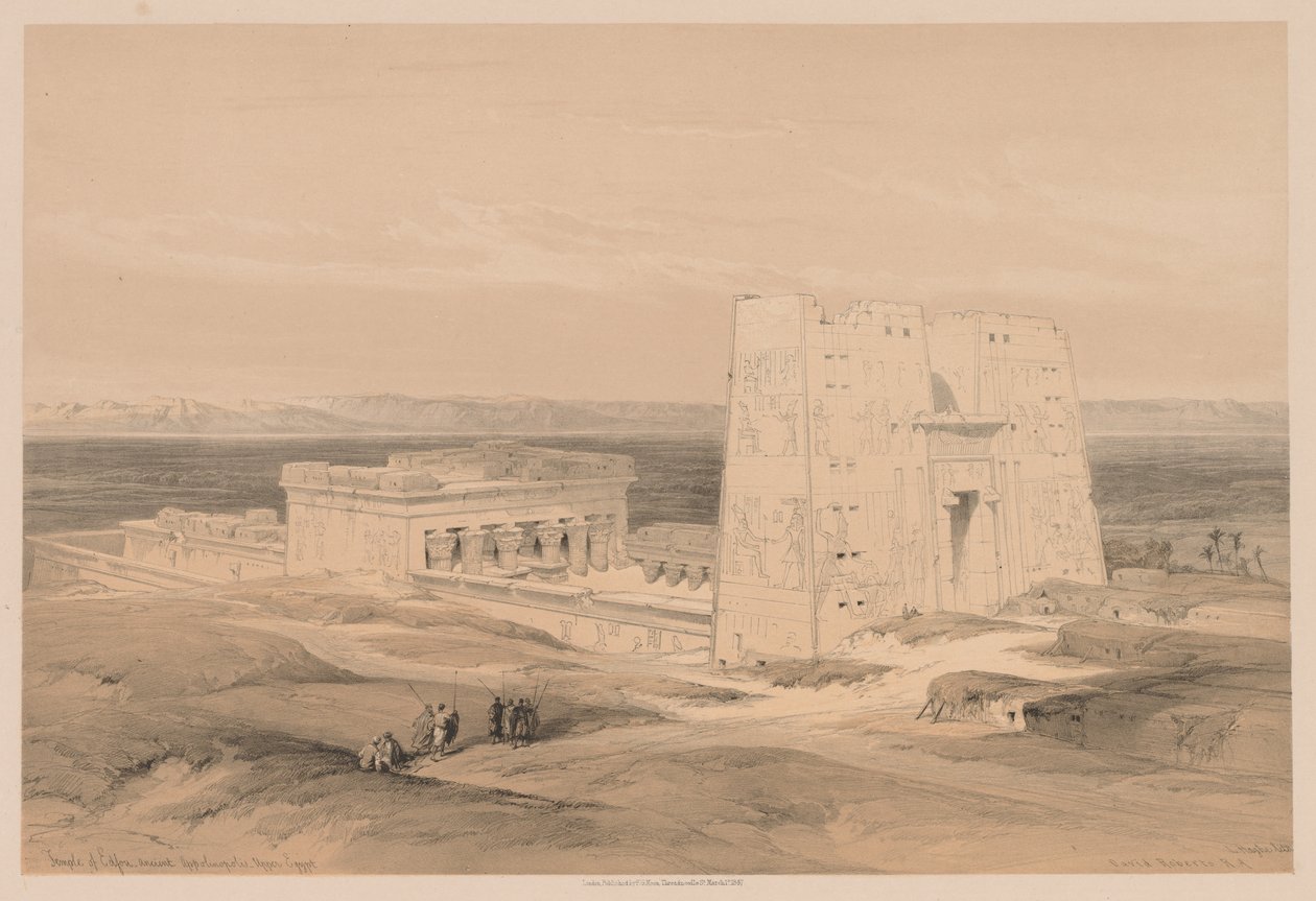 Egyiptom és Núbia: I. kötet – 34. szám, Edfou temploma. Az ókori Appolinopolis, Felső-Egyiptom, 1838. alkotó: Louis Haghe
