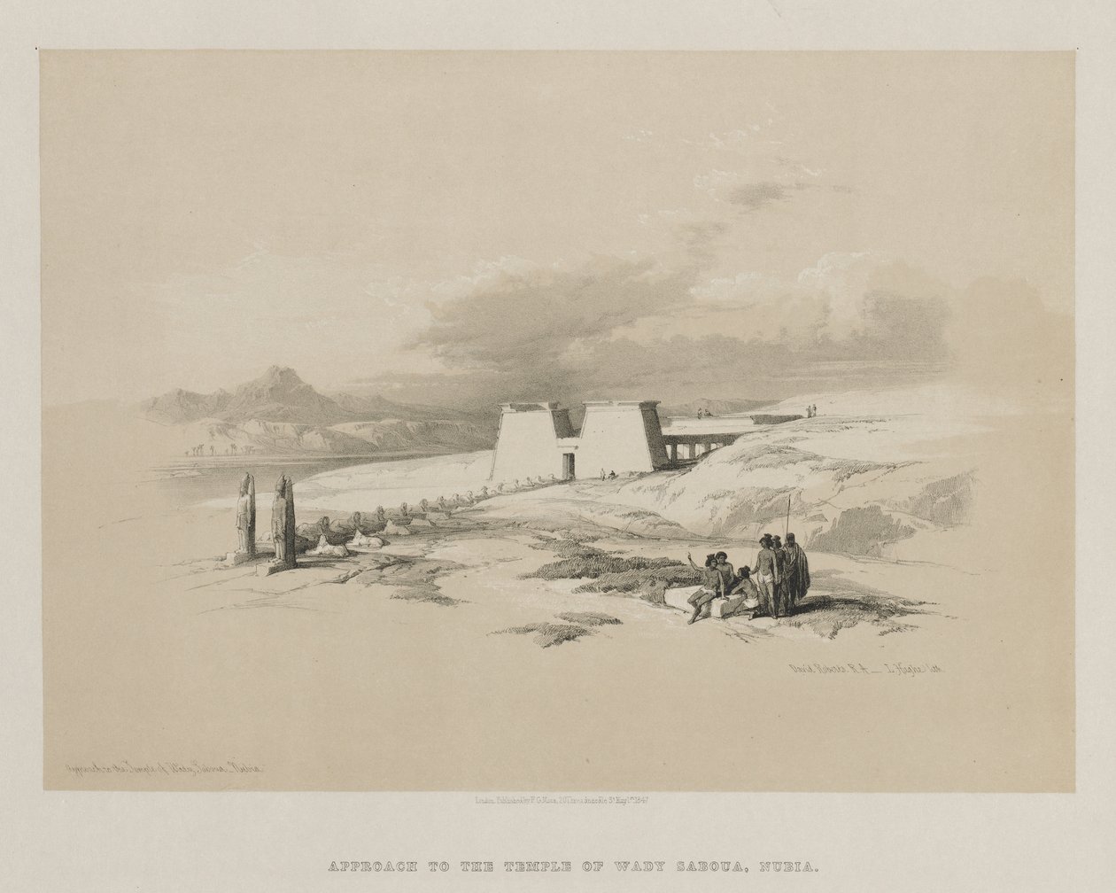 Egyiptom és Núbia, I. kötet: Wady Saboua templom megközelítése, Núbia, 1847. alkotó: Louis Haghe