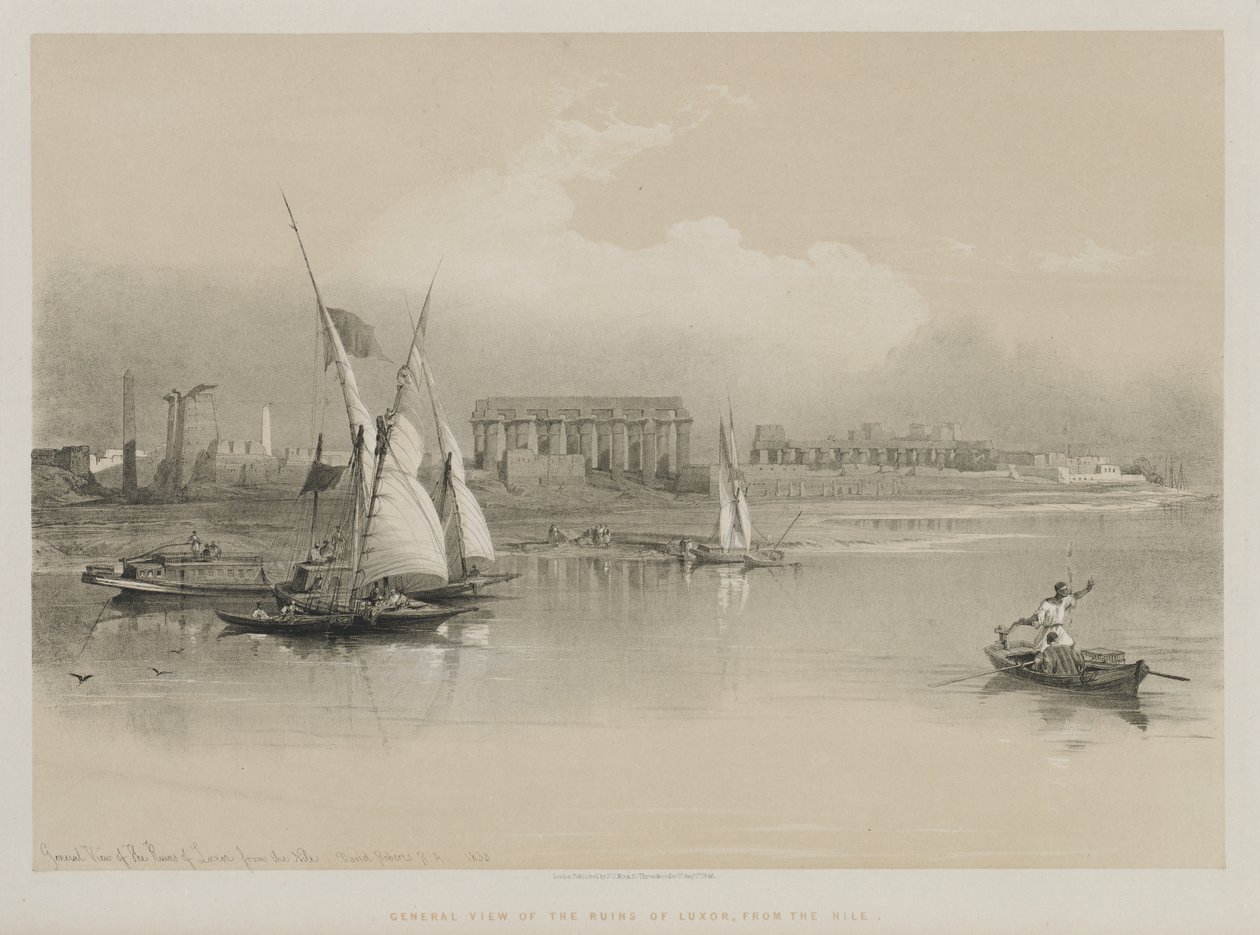 Egyiptom és Núbia, I. kötet: Luxor romjainak általános képe, A Nílusról, 1846. alkotó: Louis Haghe