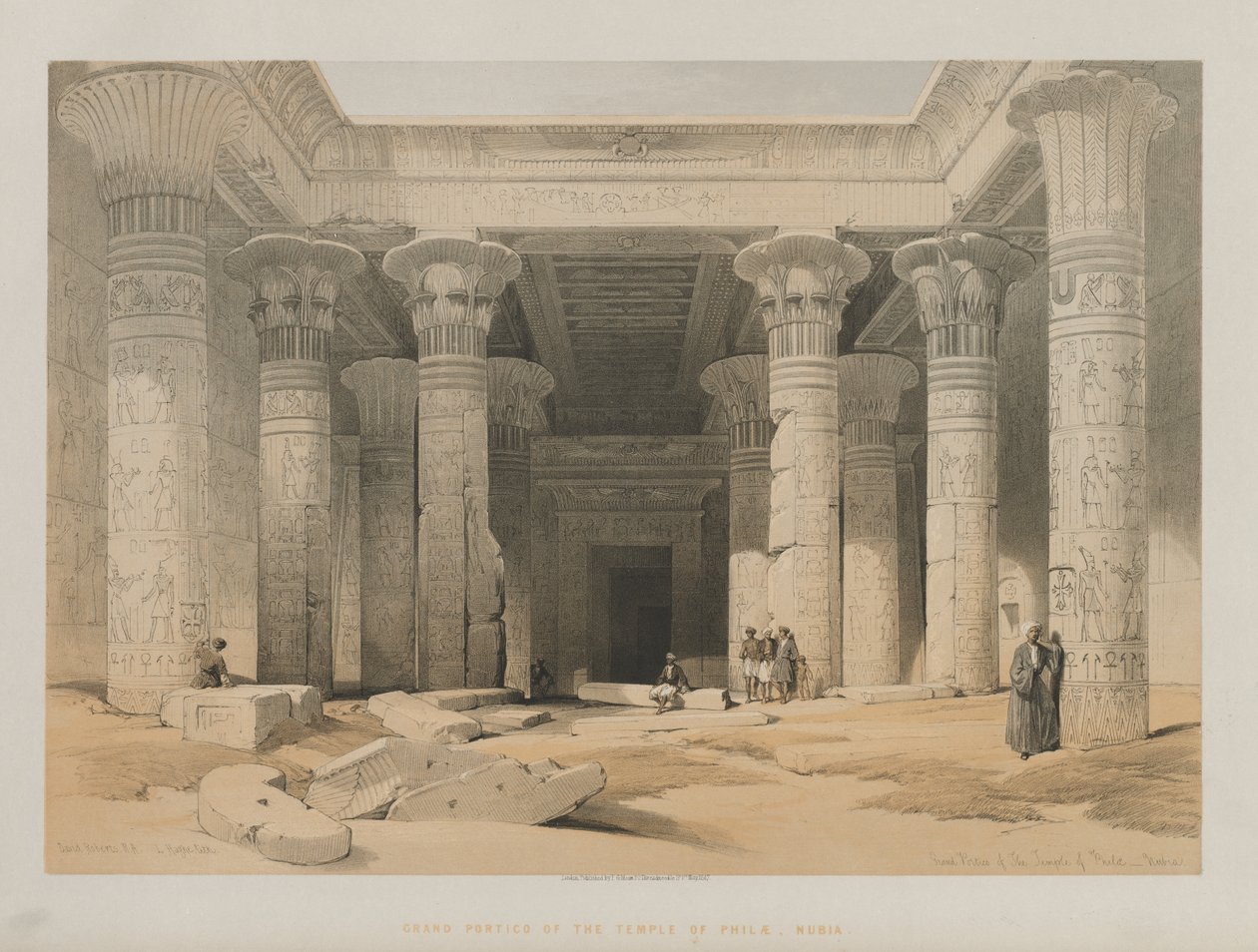 Egyiptom és Núbia, I. kötet: Grand Portico of the Temple of Philae, Nubia alkotó: Louis Haghe