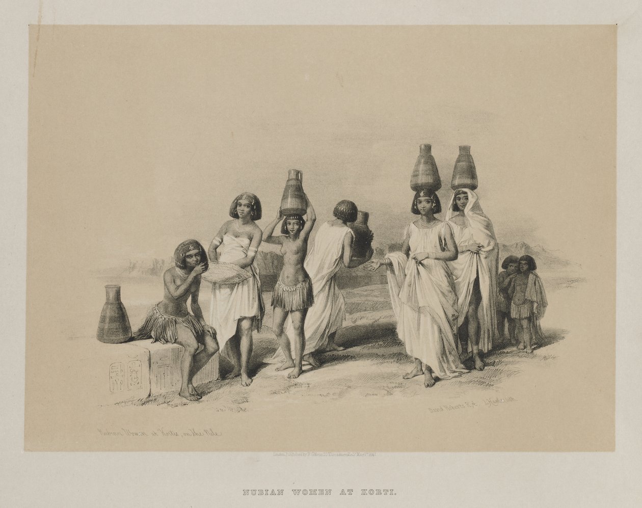 Egyiptom és Núbia, I. kötet: Nubian Women at Kortie, on the Nile, 1847. alkotó: Louis Haghe