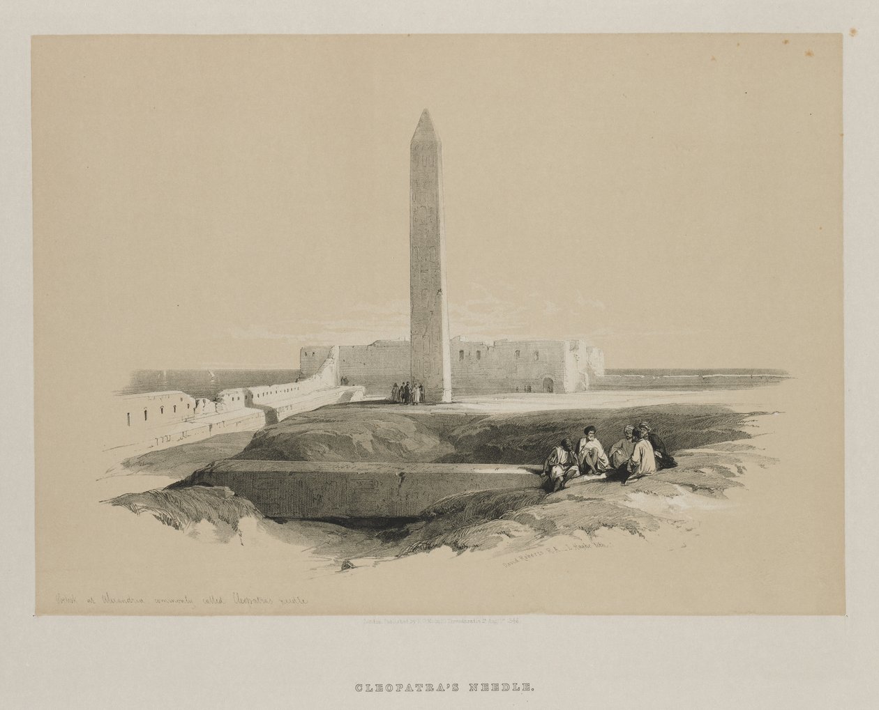 Egyiptom és Núbia, I. kötet: Obeliszk Alexandriában, közkeletű nevén Kleopátras tű, 1846. alkotó: Louis Haghe