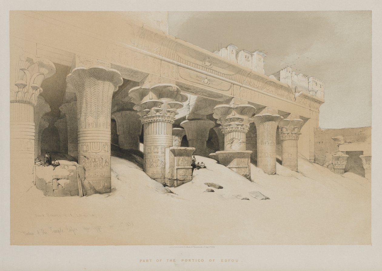 Egyiptom és Núbia I. kötet: Edfou templom portikusa, Felső-Egyiptom, 1846. alkotó: Louis Haghe