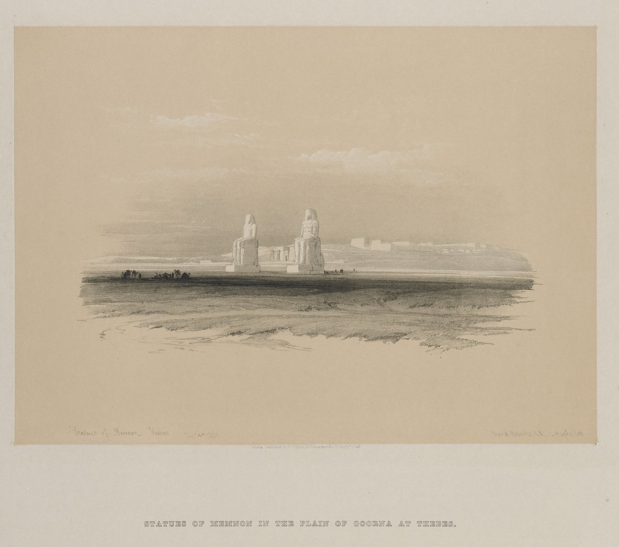 Egyiptom és Núbia, I. kötet: Memnon szobrai, Théba, 1846. alkotó: Louis Haghe