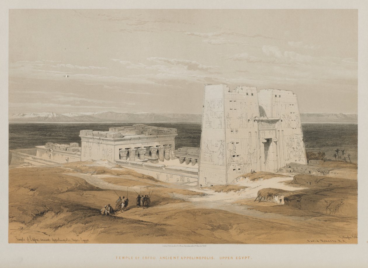 Egyiptom és Núbia, I. kötet: Temple at Edfou, Ancient Apollinopolis, Felső-Egyiptom, 1847. alkotó: Louis Haghe