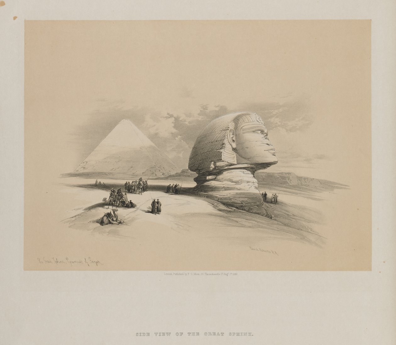 Egyiptom és Núbia, I. kötet: A Nagy Szfinx, Gezeeh piramisai, 1846. alkotó: Louis Haghe