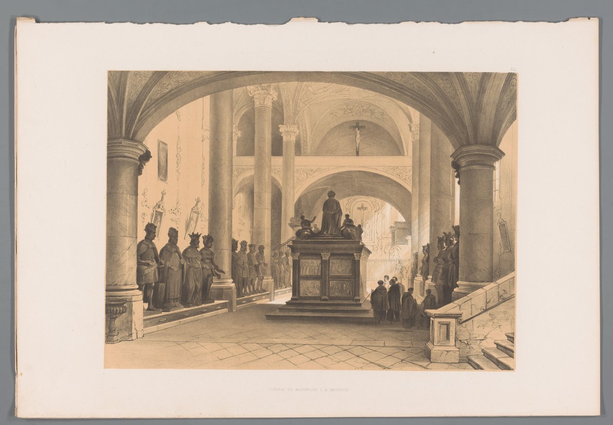Maximilian I. sírja Innsbruckban Tombeau de Maximilien I à Inspruck (cím a tárgyon) alkotó: Louis Haghe