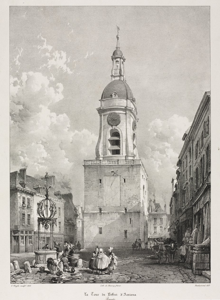 Festői és romantikus utazások ó-Franciaországban, Picardie: Az Amiens-i harangtorony..., 1835. alkotó: Louis Haghe