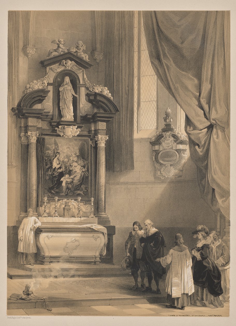 Vázlatok Belgiumban és Németországban, második sorozat: 26. sz. - Rubens sírja, St. Jacques, Antwerpen alkotó: Louis Haghe