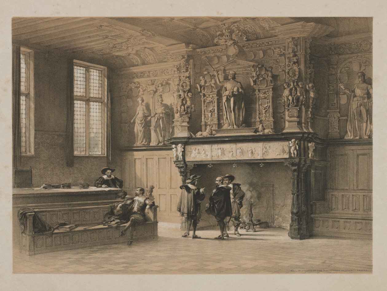 Vázlatok Belgiumban és Németországban, I. kötet: A Magistrates du Franc igazságszolgáltatási csarnoka, Brugge, 1840 alkotó: Louis Haghe