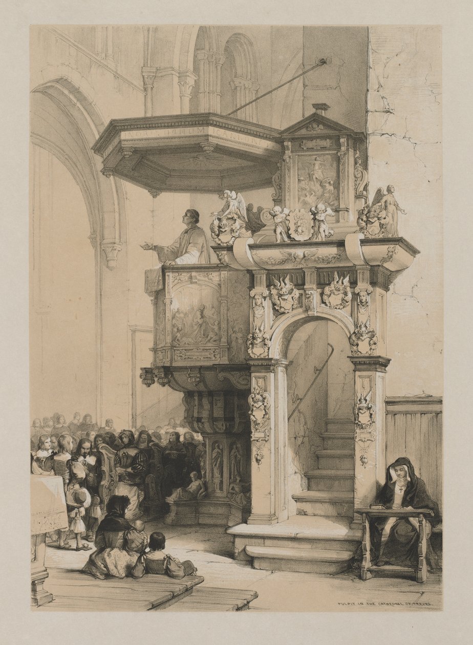 Vázlatok Belgiumban és Németországban, I. kötet: Szószék a Treves-székesegyházban, 1840. alkotó: Louis Haghe
