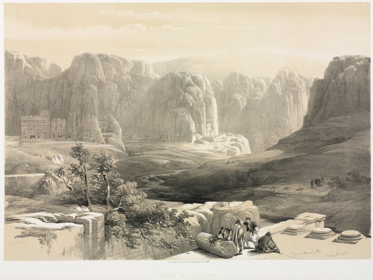 A Szentföld, Szíria, Idumea, Arábia, Egyiptom és Núbia Vol. III: Petra, Délre nézve, 1842. alkotó: Louis Haghe