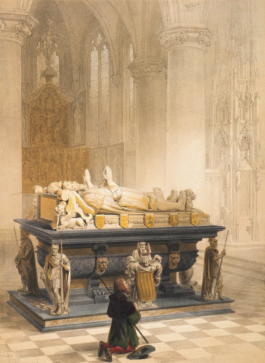 A Merodes család sírja, Gheel, 6. lap a „Haghe vázlatportfóliójából: Belgium, Németország”, 1845-55 alkotó: Louis Haghe