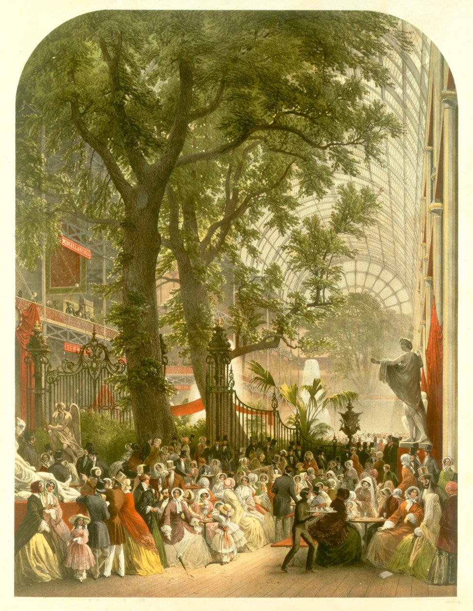 A Kristálypalota kereszthajója, 1851 (színes litográfia) alkotó: Louis Haghe