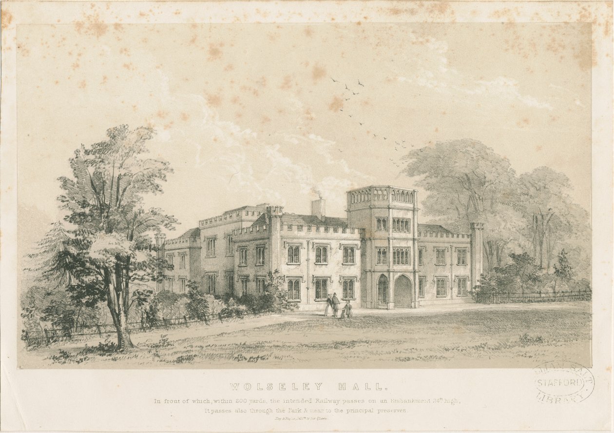 Wolseley Hall: acélmetszet, nd [c 1830] (nyomtatás) alkotó: Louis Haghe