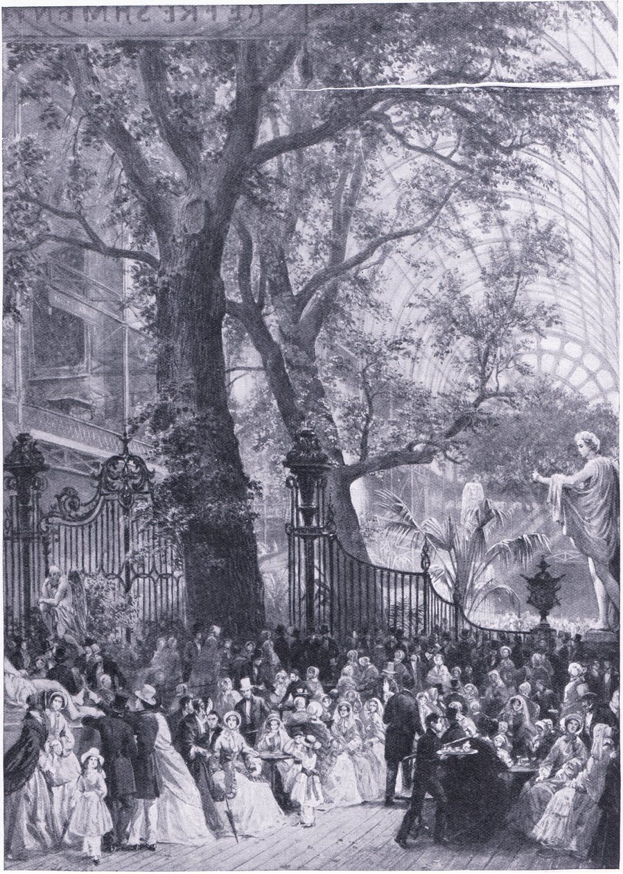 Az 1851-es Nagy Nemzetközi Kiállítás interjútáblája, a Cassells History of the British People című könyvből, amelyet a Waverley Book Company Limited adott ki, 1940 körül. alkotó: Louis Hague