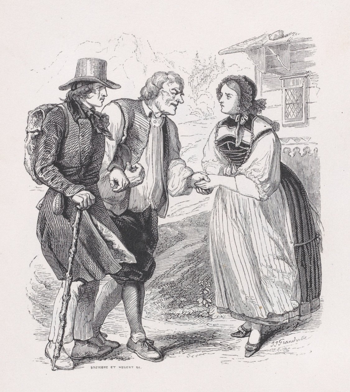 Az utazó a Béranger teljes műveiből, 1836. Alkotók: Louis-Henri Brevière, Cesar-Auguste Hebert. alkotó: Louis Henri Brevière, Cesar Auguste Hebert
