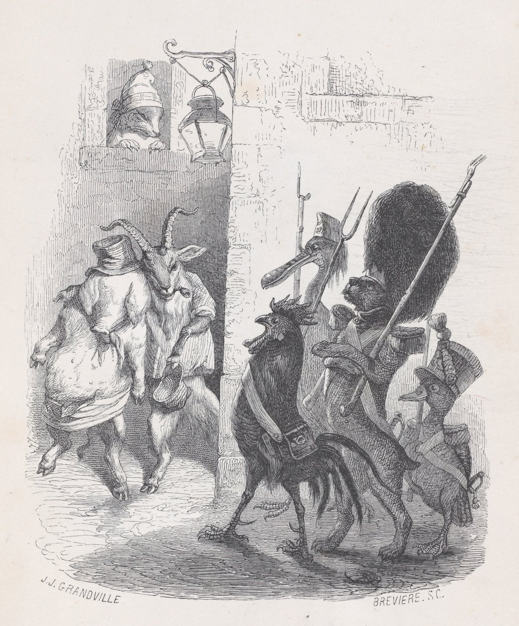 Az álarcos bál elhagyásakor nem egyszer de *** urat letartóztatták a járőrök..., kb. 1837-47. alkotó: Louis Henri Brévière