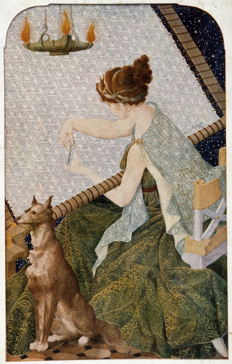 Penelope faliszőnyeggel - H. de Rudder által hímzett panel alkotó: Louis Henri de Rudder