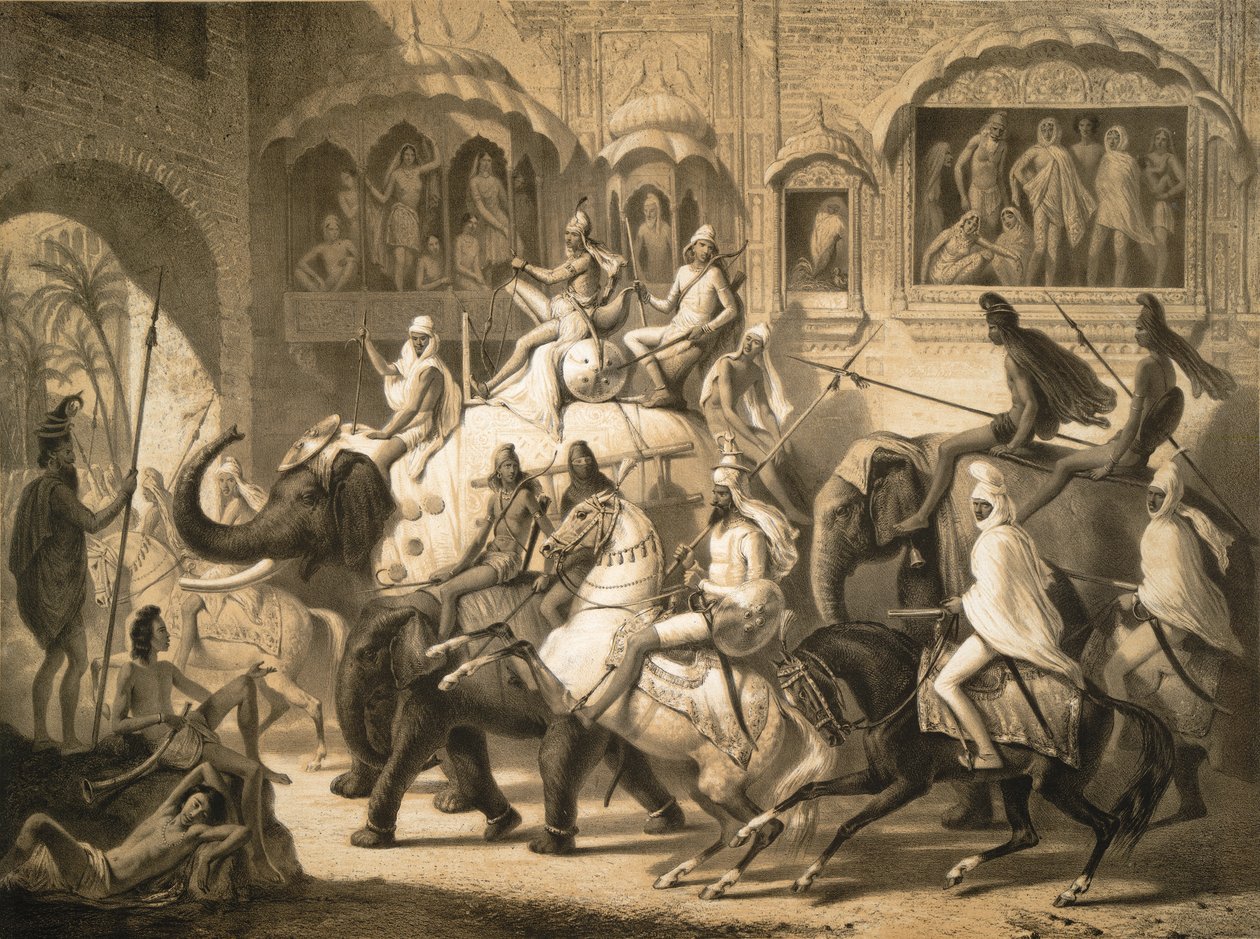 Egy utca Lahore-ban (1842. március) alkotó: Louis Henri de Rudder