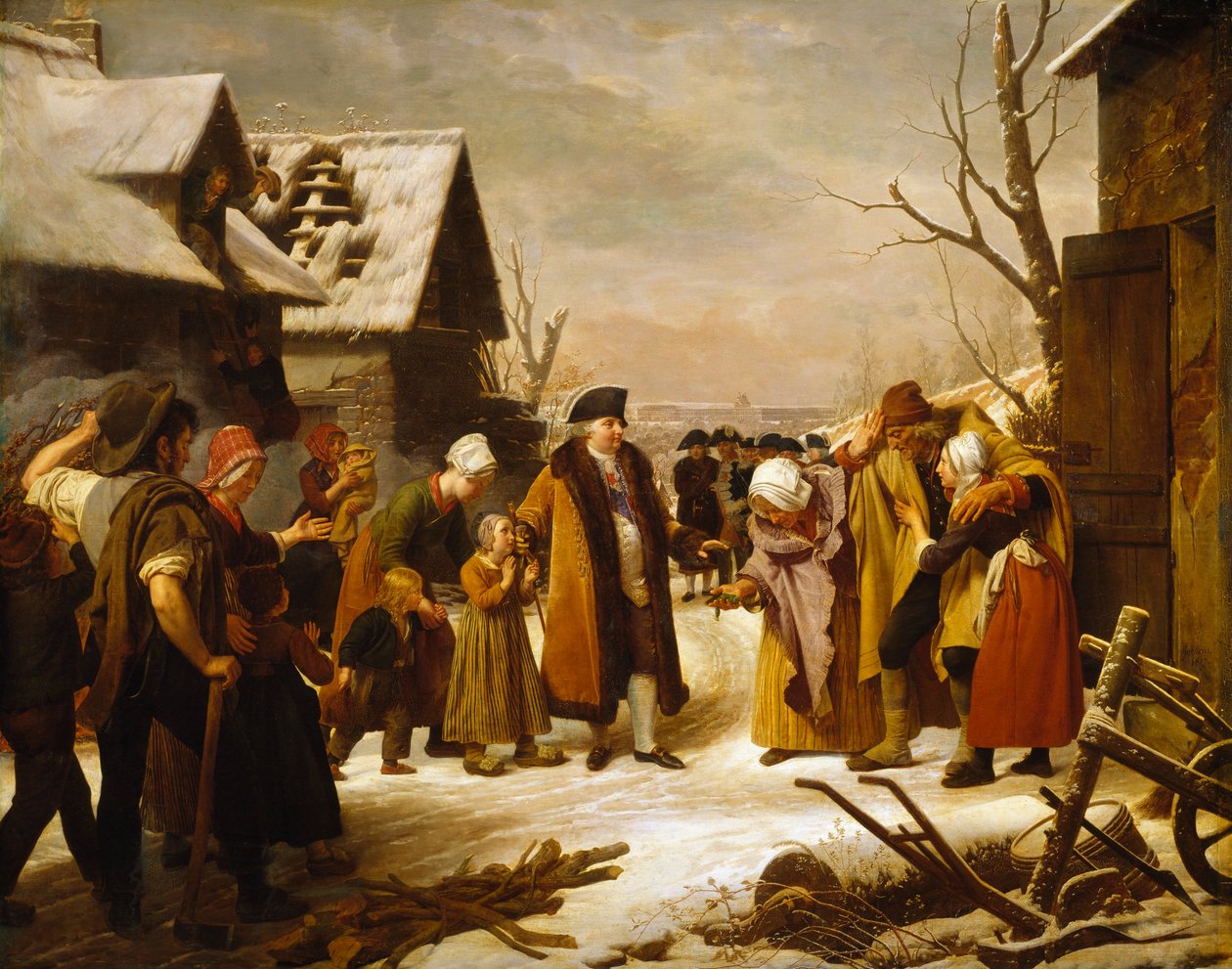 XVI. Lajos alamizsnát osztott Versailles szegényeinek 1788 telén alkotó: Louis Hersent