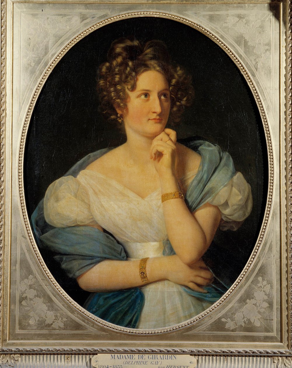 Delphine Gay (1804-1855) francia írónő, Madame Emile de Girardin portréja Neve Charles de Delaunay vikomt. Louis Hersent (1777-1860) festménye 1824 V. 0,92 x 0,72 m alkotó: Louis Hersent