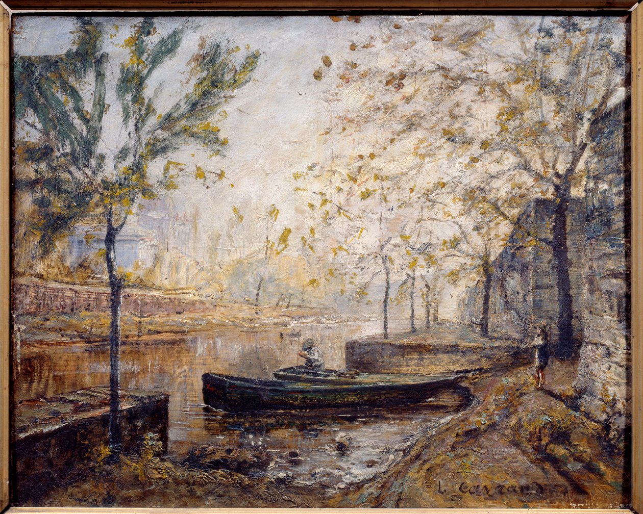 Folyóparti. Louis Carrand festménye (1821-1899) alkotó: Louis Hilaire Carrand