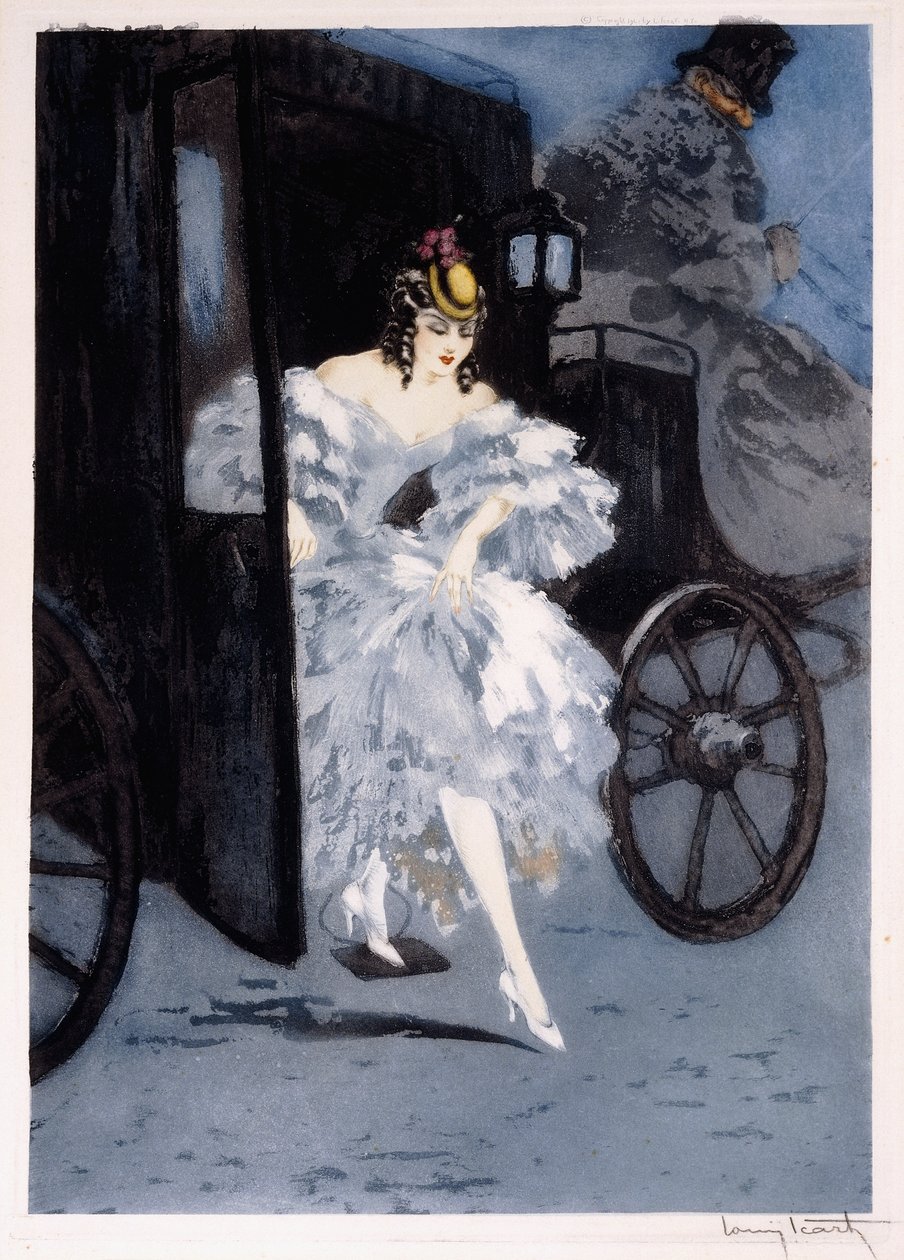 Érkezés, 1941 körül (rézkarc és szárazhús) alkotó: Louis Icart