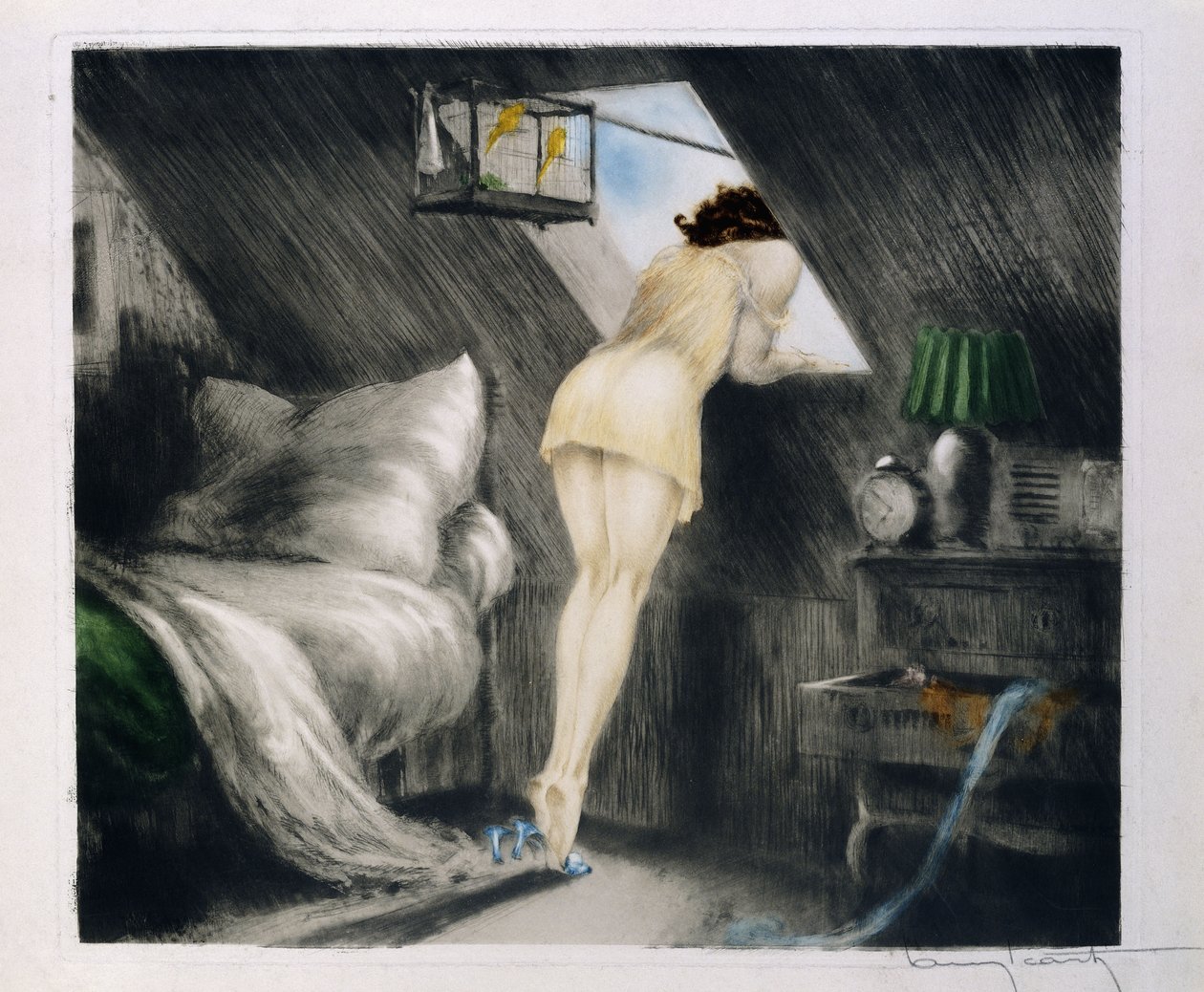 Tetőtéri szoba alkotó: Louis Icart
