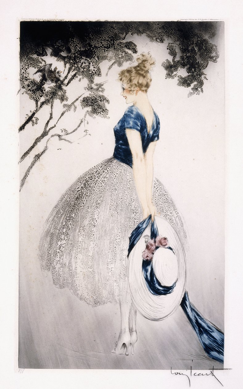 In the Nest, 1922 körül (rézkarc és szárazhús) alkotó: Louis Icart