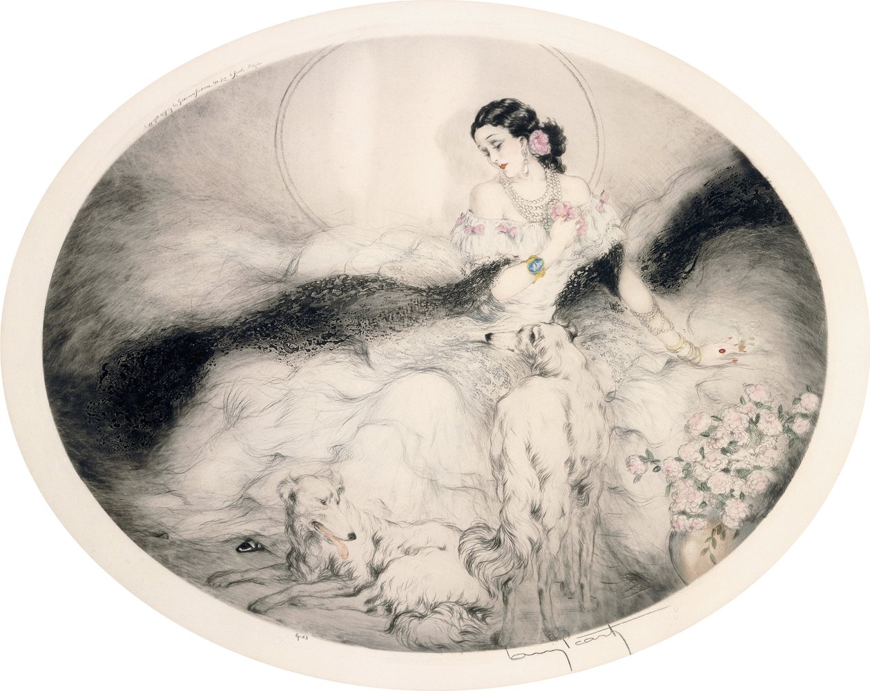 Kaméliás hölgy, 1917 körül (rézkarc és szárazhegy) alkotó: Louis Icart
