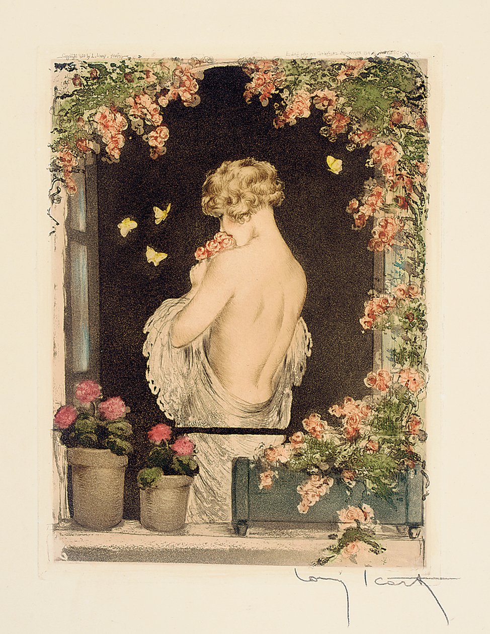 A négy évszak: nyár, 1928 körül (kézzel színezett szárazhegy és akvatinta) (lásd még: 745548-51) alkotó: Louis Icart