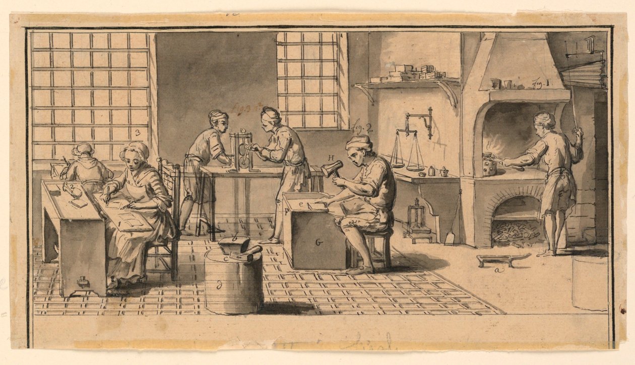 Aranyverő műhely Diderot enciklopédiájához alkotó: Louis Jacques Goussier