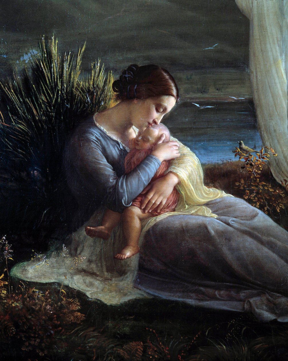A lélek verse; Az angyal és az anya, az anya és a gyermek részlete alkotó: Louis Janmot