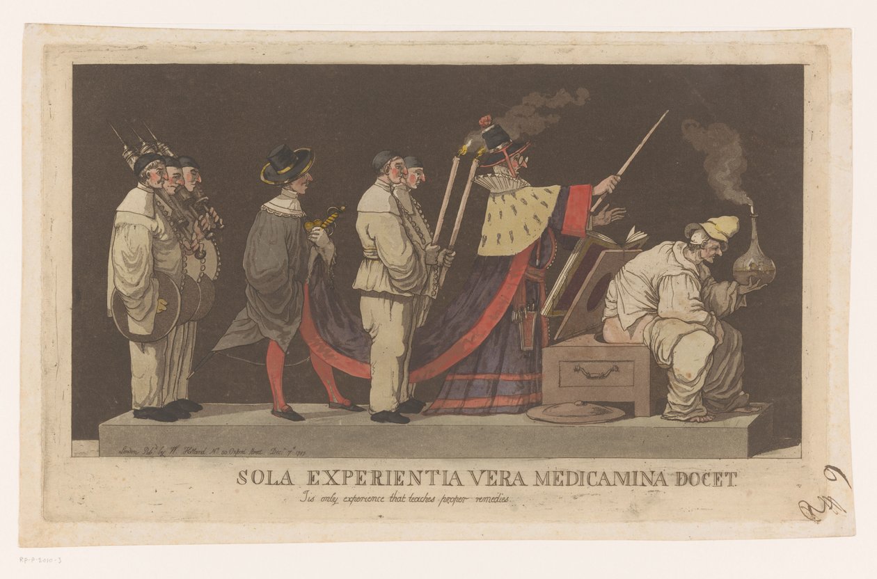Felvonulás káprázattal Sola Experientia vera medicamina docet / Ez az egyetlen tapasztalat, amely megtanítja a megfelelő gyógymódokat (cím a tárgyon) alkotó: Louis Jean Desprez (attributed to)